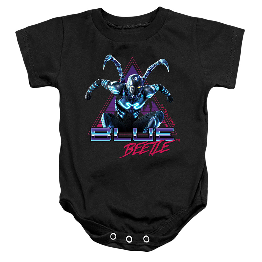 AN OFFCIALLY LICENSED BLUE BEETLE (2023) LEAPING TRIANGLE BABY BODYSUIT BLACK