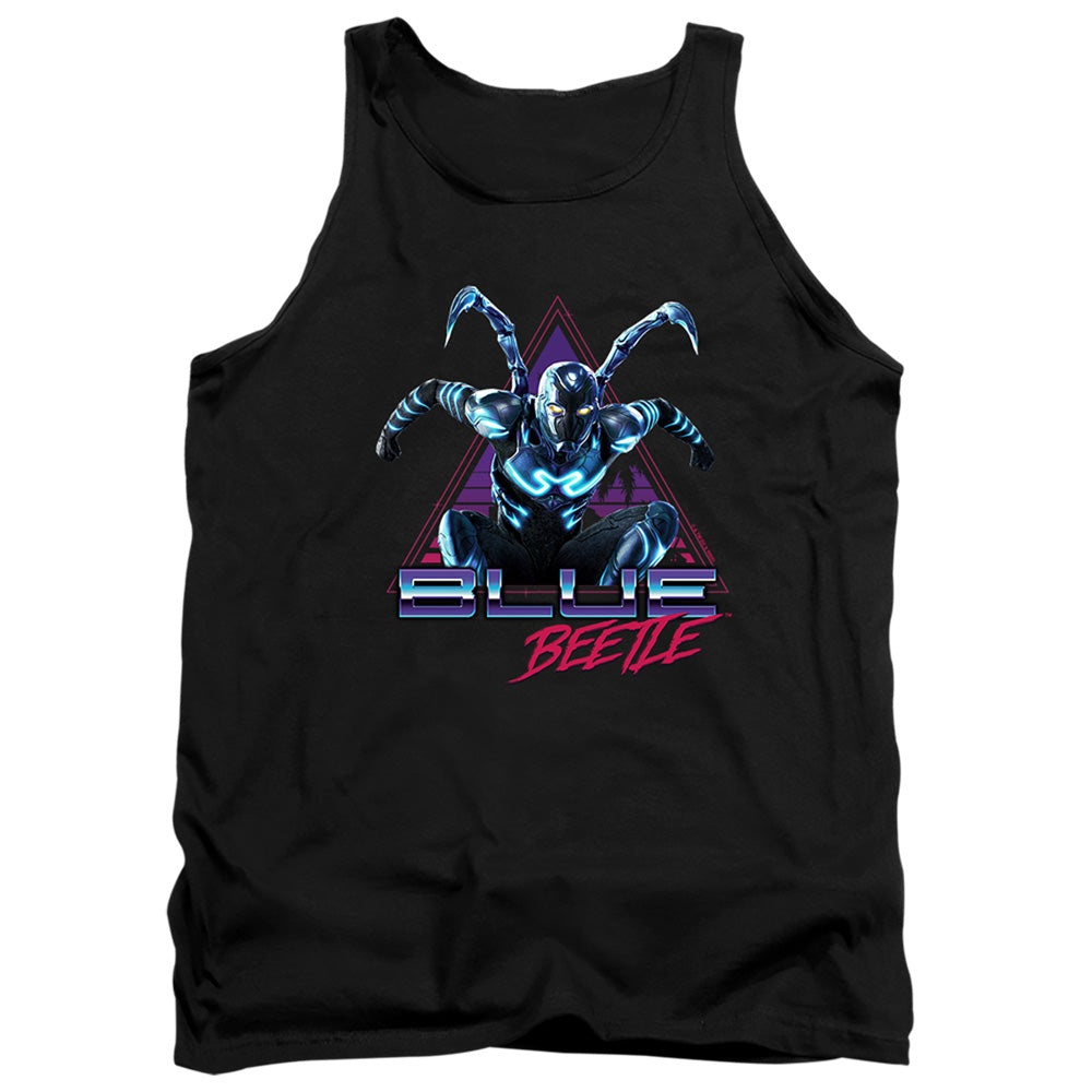 AN OFFCIALLY LICENSED BLUE BEETLE (2023) LEAPING TRIANGLE ADULT UNISEX TANK TOP BLACK