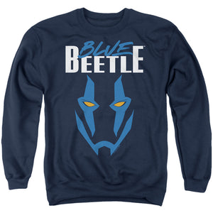 AN OFFCIALLY LICENSED BLUE BEETLE (2023) MASK ADULT UNISEX CREWNECK SWEATSHIRT NAVY