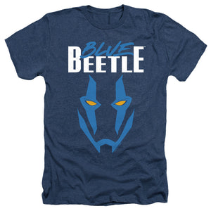 AN OFFCIALLY LICENSED BLUE BEETLE (2023) MASK MEN'S HEATHER T-SHIRT NAVY