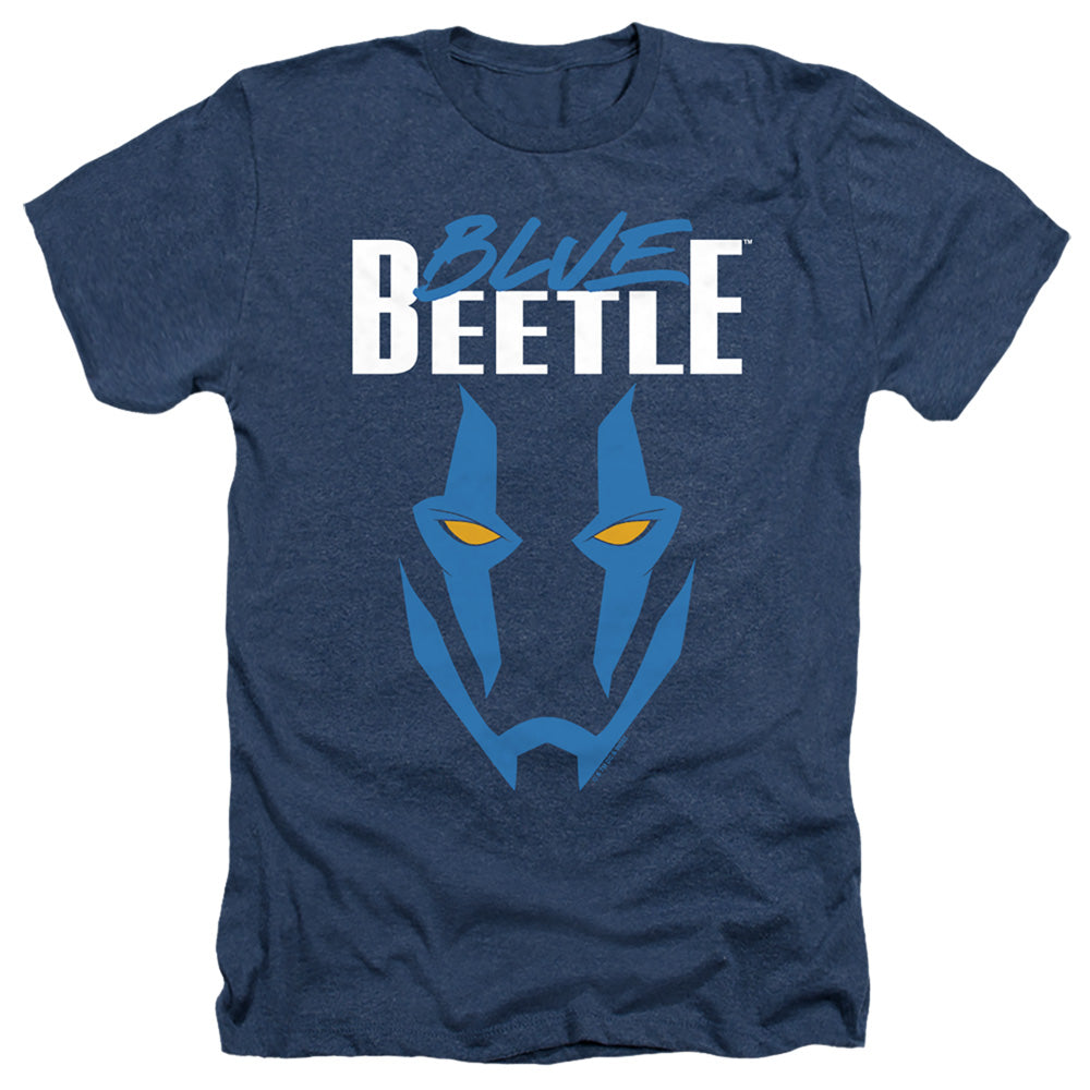 AN OFFCIALLY LICENSED BLUE BEETLE (2023) MASK MEN'S HEATHER T-SHIRT NAVY