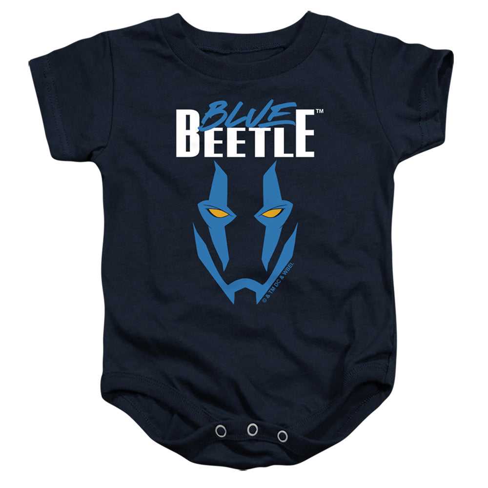 AN OFFCIALLY LICENSED BLUE BEETLE (2023) MASK BABY BODYSUIT NAVY