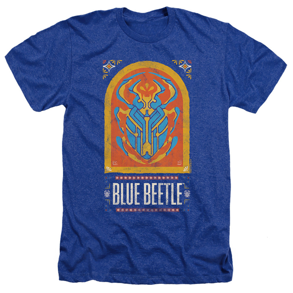 AN OFFCIALLY LICENSED BLUE BEETLE (2023) ARCHWAY MEN'S HEATHER T-SHIRT ROYAL