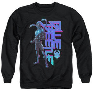 AN OFFCIALLY LICENSED BLUE BEETLE (2023) STANDING ADULT UNISEX CREWNECK SWEATSHIRT BLACK