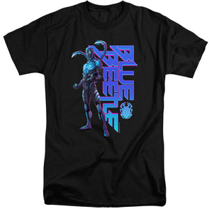 AN OFFCIALLY LICENSED BLUE BEETLE (2023) STANDING MEN'S TALL FIT T-SHIRT BLACK