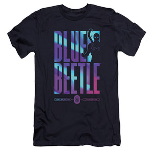 AN OFFCIALLY LICENSED BLUE BEETLE (2023) HERO HOST MEN'S PREMIUM SLIM FIT T-SHIRT NAVY