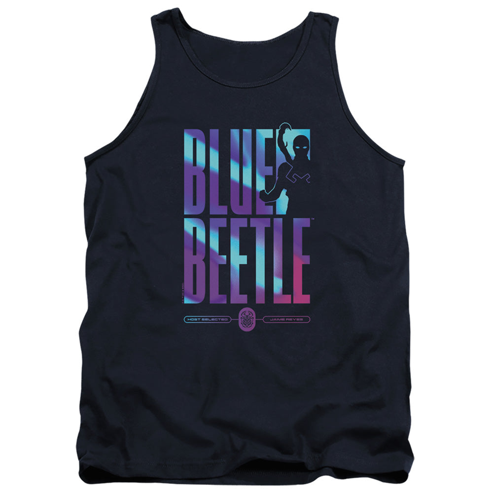 AN OFFCIALLY LICENSED BLUE BEETLE (2023) HERO HOST ADULT UNISEX TANK TOP NAVY
