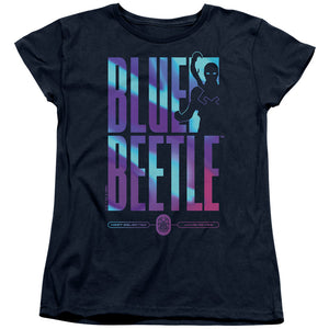 AN OFFCIALLY LICENSED BLUE BEETLE (2023) HERO HOST WOMEN'S REGULAR FIT T-SHIRT NAVY