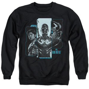 AN OFFCIALLY LICENSED BLUE BEETLE (2023) HOST REYES ADULT UNISEX CREWNECK SWEATSHIRT BLACK