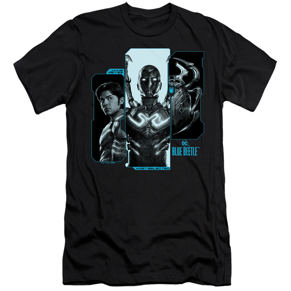 AN OFFCIALLY LICENSED BLUE BEETLE (2023) HOST REYES MEN'S PREMIUM SLIM FIT T-SHIRT BLACK