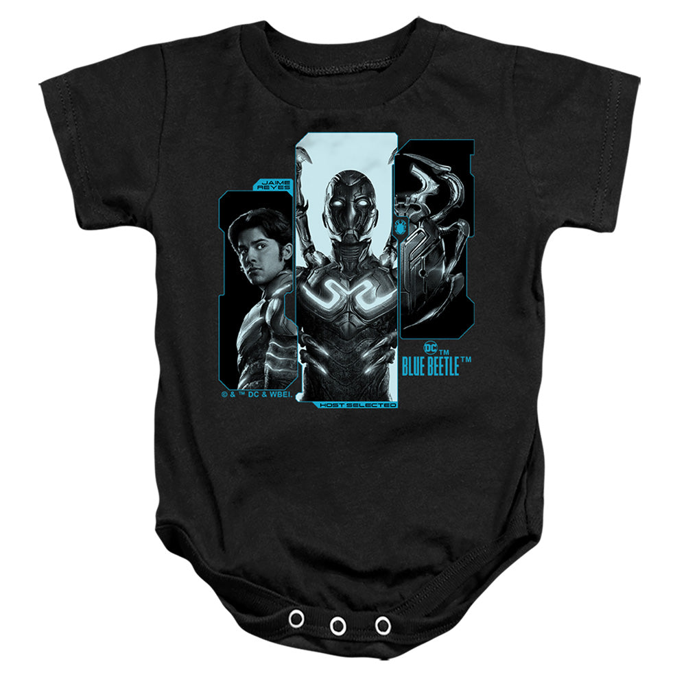 AN OFFCIALLY LICENSED BLUE BEETLE (2023) HOST REYES BABY BODYSUIT BLACK