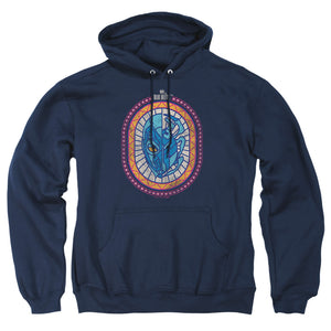 AN OFFCIALLY LICENSED BLUE BEETLE (2023) REYES COURAGE ADULT UNISEX PULLOVER HOODIE NAVY