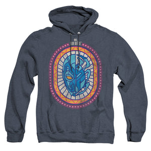 AN OFFCIALLY LICENSED BLUE BEETLE (2023) REYES COURAGE ADULT UNISEX HEATHER PULLOVER HOODIE NAVY