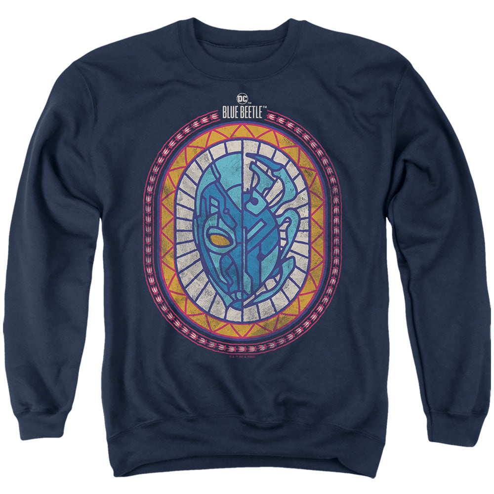 AN OFFCIALLY LICENSED BLUE BEETLE (2023) REYES COURAGE ADULT UNISEX CREWNECK SWEATSHIRT NAVY