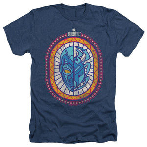 AN OFFCIALLY LICENSED BLUE BEETLE (2023) REYES COURAGE MEN'S HEATHER T-SHIRT NAVY