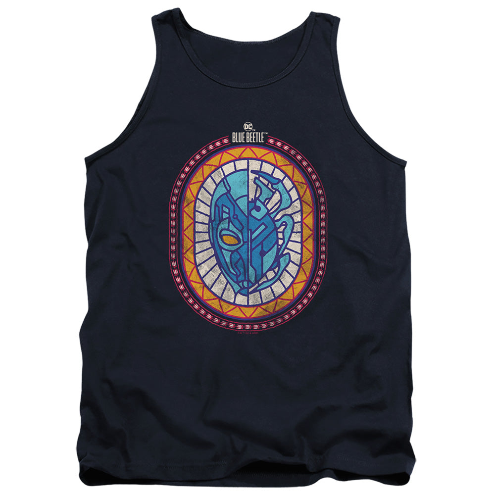AN OFFCIALLY LICENSED BLUE BEETLE (2023) REYES COURAGE ADULT UNISEX TANK TOP NAVY