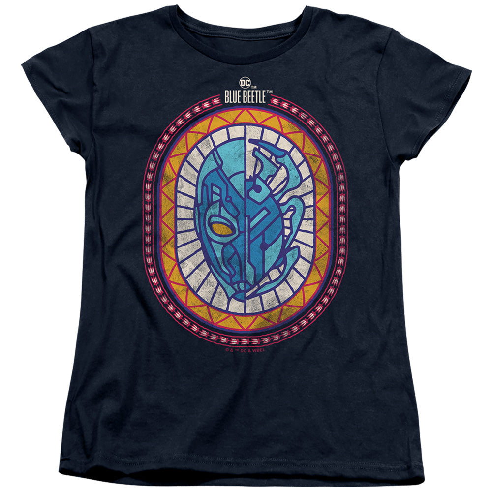 AN OFFCIALLY LICENSED BLUE BEETLE (2023) REYES COURAGE WOMEN'S REGULAR FIT T-SHIRT NAVY