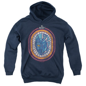 AN OFFCIALLY LICENSED BLUE BEETLE (2023) REYES COURAGE YOUTH HOODIE NAVY