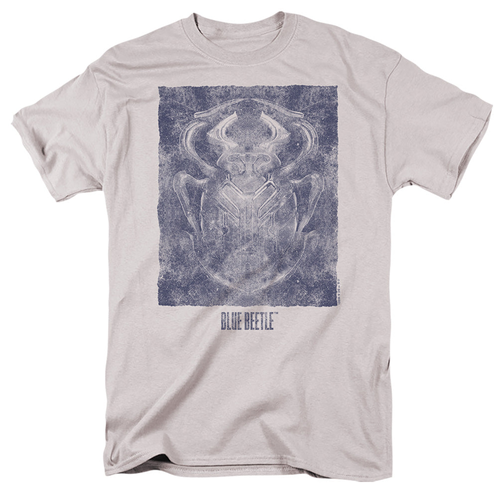 AN OFFCIALLY LICENSED BLUE BEETLE (2023) RELIC BEETLE MEN'S REGULAR FIT T-SHIRT SILVER