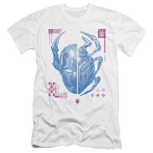 AN OFFCIALLY LICENSED BLUE BEETLE (2023) SPLIT BEETLE MEN'S PREMIUM SLIM FIT T-SHIRT WHITE