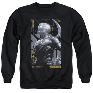 AN OFFCIALLY LICENSED BLUE BEETLE (2023) BEETLE HEADS UP ADULT UNISEX CREWNECK SWEATSHIRT BLACK