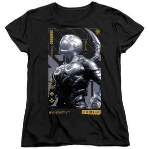 AN OFFCIALLY LICENSED BLUE BEETLE (2023) BEETLE HEADS UP WOMEN'S REGULAR FIT T-SHIRT BLACK