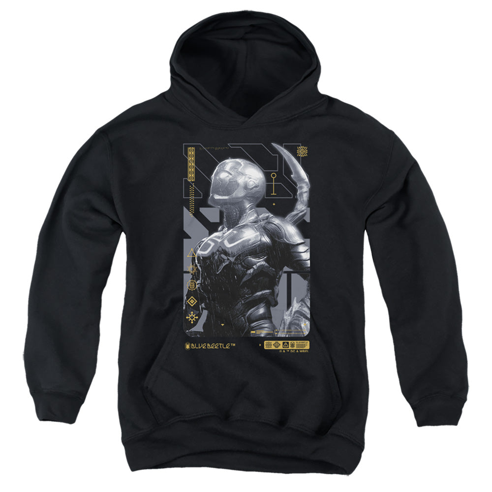 AN OFFCIALLY LICENSED BLUE BEETLE (2023) BEETLE HEADS UP YOUTH HOODIE BLACK