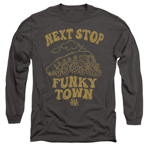AN OFFCIALLY LICENSED BET SOUL TRAIN NEXT STOP MEN'S LONG SLEEVE T-SHIRT CHARCOAL