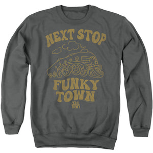 AN OFFCIALLY LICENSED BET SOUL TRAIN NEXT STOP ADULT UNISEX CREWNECK SWEATSHIRT CHARCOAL