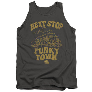 AN OFFCIALLY LICENSED BET SOUL TRAIN NEXT STOP ADULT UNISEX TANK TOP CHARCOAL