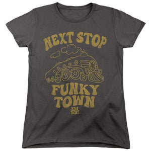 AN OFFCIALLY LICENSED BET SOUL TRAIN NEXT STOP WOMEN'S REGULAR FIT T-SHIRT CHARCOAL