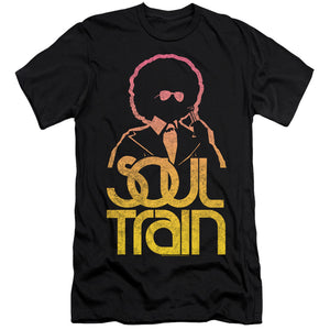 AN OFFCIALLY LICENSED BET SOUL TRAIN THE HOST MEN'S PREMIUM SLIM FIT T-SHIRT BLACK