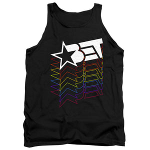 AN OFFCIALLY LICENSED BET LOGO CASCADING RAINBOW ADULT UNISEX TANK TOP BLACK