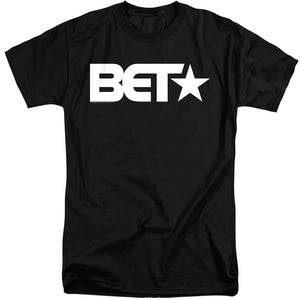 AN OFFCIALLY LICENSED BET LOGO MEN'S TALL FIT T-SHIRT BLACK
