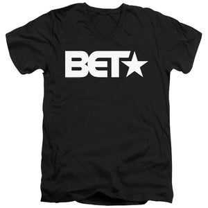 AN OFFCIALLY LICENSED BET LOGO MEN'S V-NECK T-SHIRT BLACK