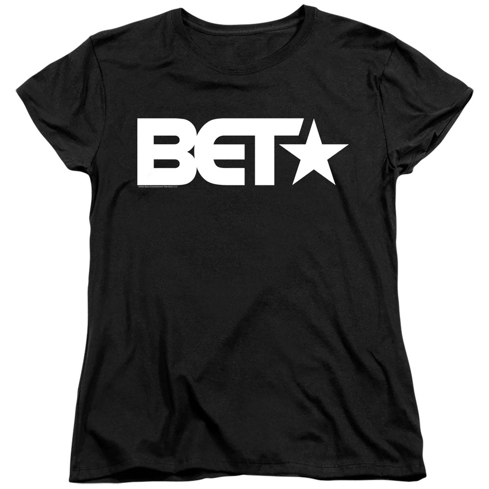 AN OFFCIALLY LICENSED BET LOGO WOMEN'S REGULAR FIT T-SHIRT BLACK