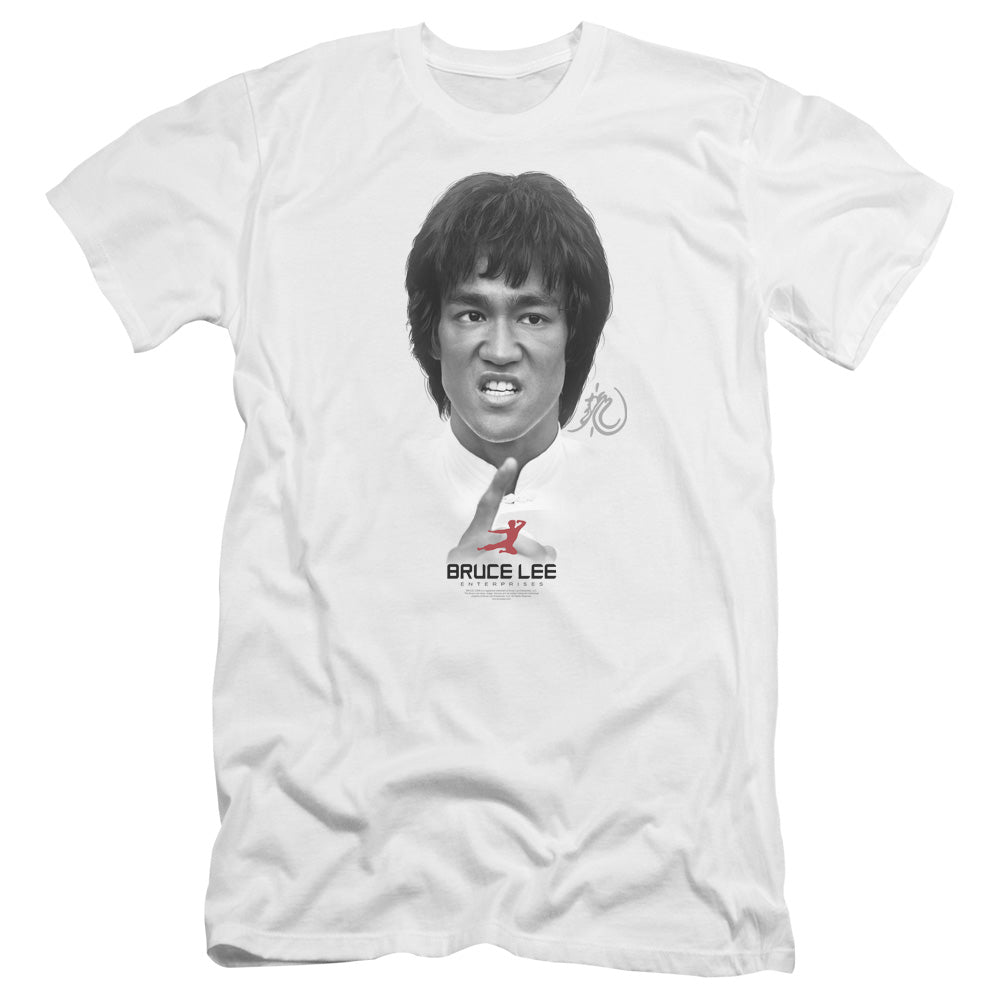 AN OFFCIALLY LICENSED BRUCE LEE SELF HELP MEN'S PREMIUM SLIM FIT T-SHIRT WHITE