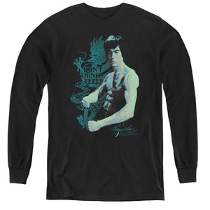 AN OFFCIALLY LICENSED BRUCE LEE FEEL YOUTH LONG SLEEVE T-SHIRT BLACK