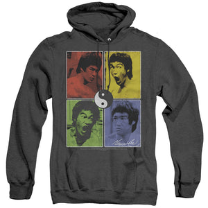 AN OFFCIALLY LICENSED BRUCE LEE ENTER COLOR BLOCK ADULT UNISEX HEATHER PULLOVER HOODIE BLACK