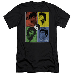 AN OFFCIALLY LICENSED BRUCE LEE ENTER COLOR BLOCK MEN'S PREMIUM SLIM FIT T-SHIRT BLACK