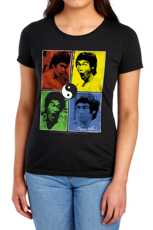 AN OFFCIALLY LICENSED BRUCE LEE ENTER COLOR BLOCK WOMEN'S REGULAR FIT T-SHIRT BLACK