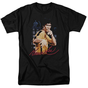 AN OFFCIALLY LICENSED BRUCE LEE YELLOW JUMPSUIT MEN'S REGULAR FIT T-SHIRT BLACK