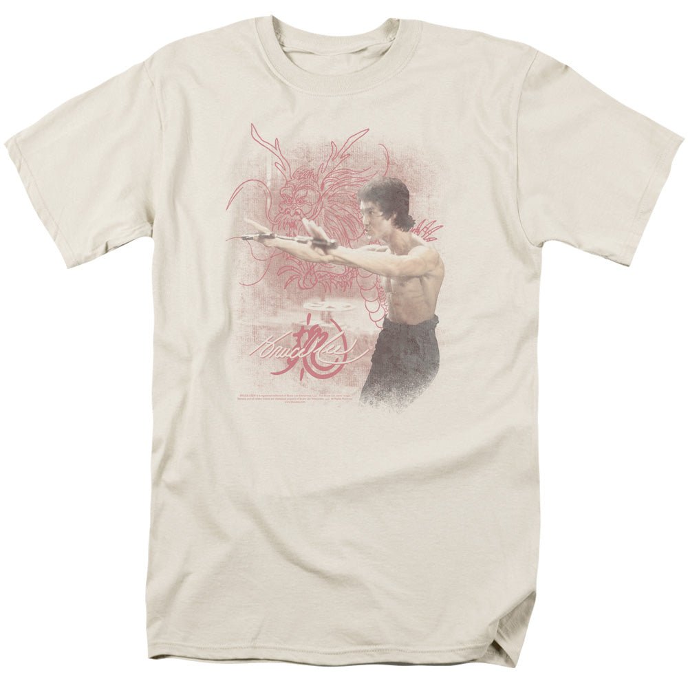 AN OFFCIALLY LICENSED BRUCE LEE POWER OF THE DRAGON MEN'S REGULAR FIT T-SHIRT CREAM