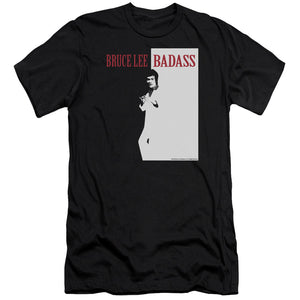 AN OFFCIALLY LICENSED BRUCE LEE BADASS MEN'S PREMIUM SLIM FIT T-SHIRT BLACK