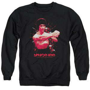 AN OFFCIALLY LICENSED BRUCE LEE THE SHATTERING FIST ADULT UNISEX CREWNECK SWEATSHIRT BLACK