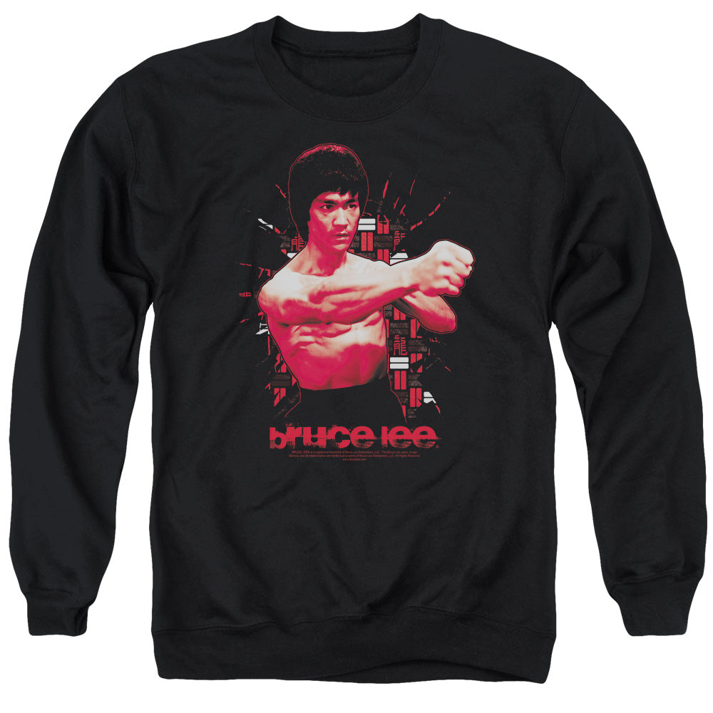 AN OFFCIALLY LICENSED BRUCE LEE THE SHATTERING FIST ADULT UNISEX CREWNECK SWEATSHIRT BLACK