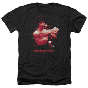 AN OFFCIALLY LICENSED BRUCE LEE THE SHATTERING FIST MEN'S HEATHER T-SHIRT CHARCOAL