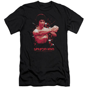 AN OFFCIALLY LICENSED BRUCE LEE THE SHATTERING FIST MEN'S PREMIUM SLIM FIT T-SHIRT BLACK