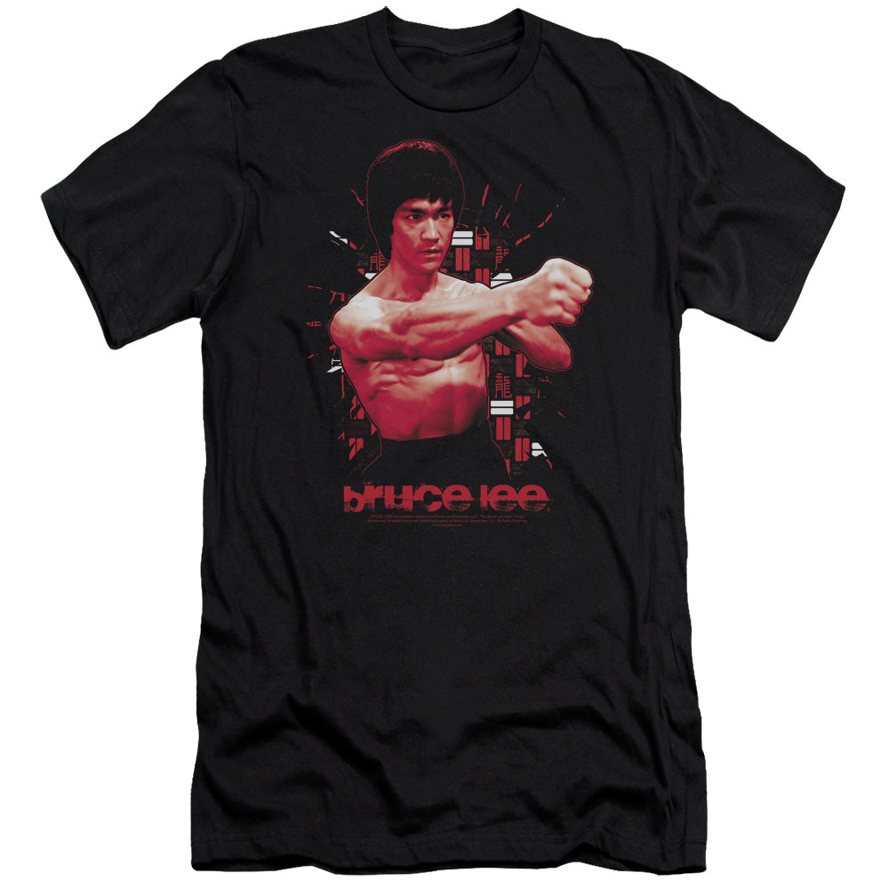AN OFFCIALLY LICENSED BRUCE LEE THE SHATTERING FIST MEN'S PREMIUM SLIM FIT T-SHIRT BLACK