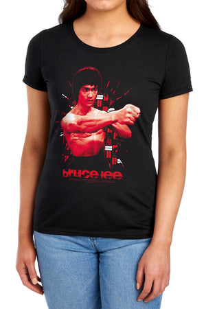 AN OFFCIALLY LICENSED BRUCE LEE THE SHATTERING FIST WOMEN'S REGULAR FIT T-SHIRT BLACK